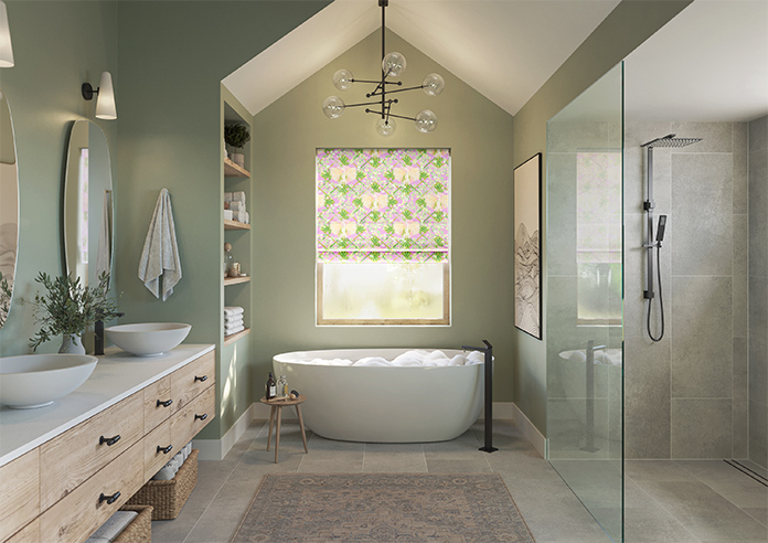 Faded Glamour, Goddess Green Pink - Roman Blind - Image 8